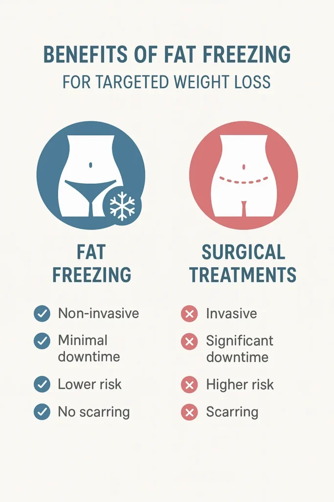 graphic showing the benefits of fat freezing Dorset